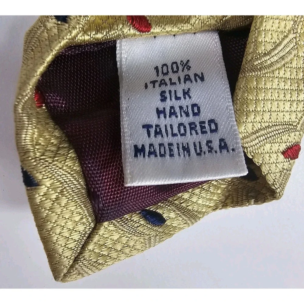 Paul Fredrick Tie Gold Embroidery100% Italian Silk Hand Tailored Made In USA‎